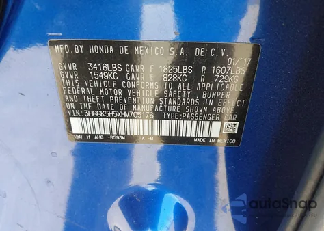 2017 Honda Fit Lx from USA, damaged, VIN 3HGGK5H5XHM705176